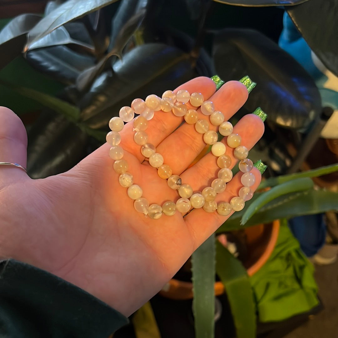 Flower agate 8mm bracelet