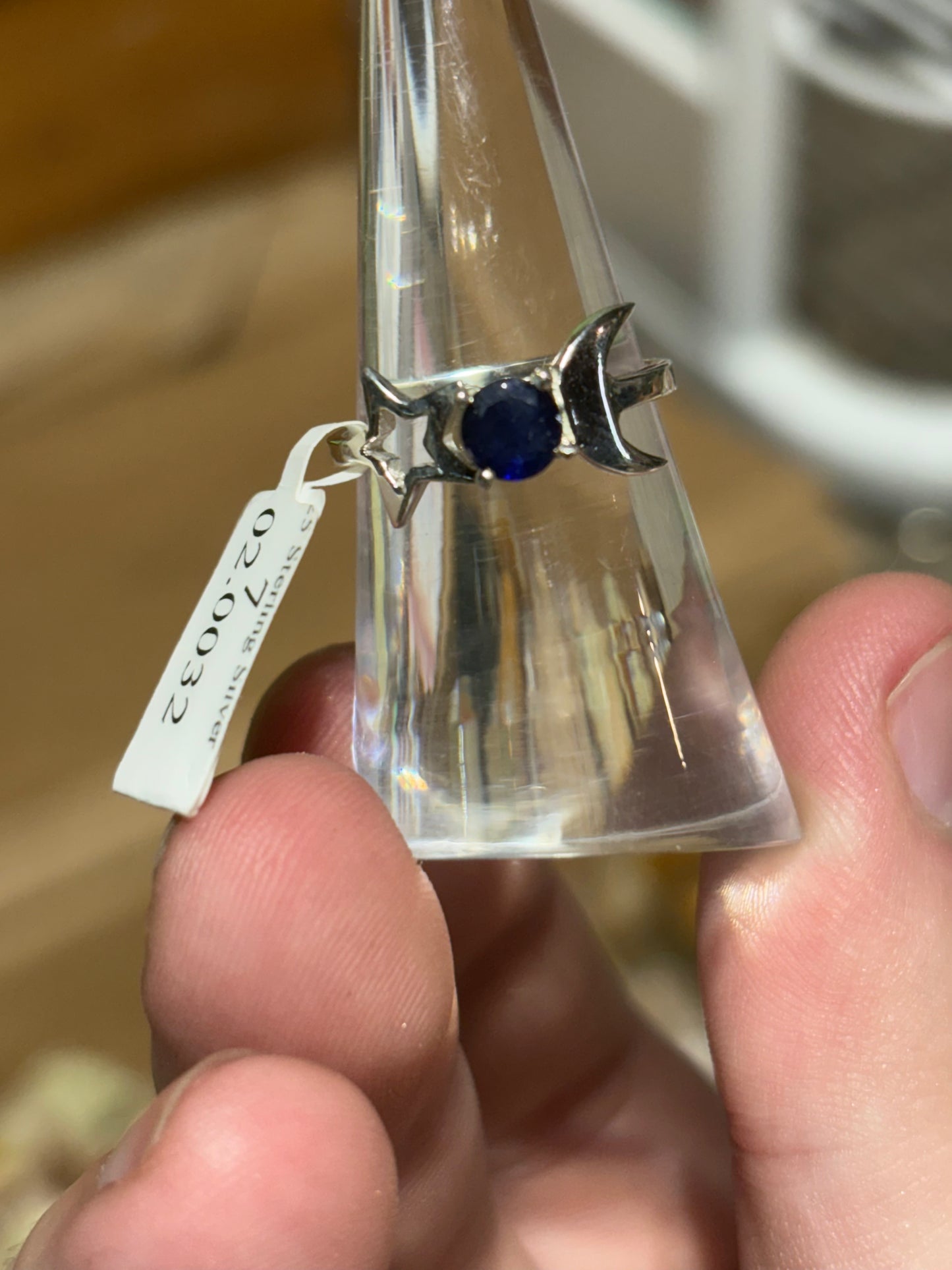 Size 7 .925 sterling sapphire moon and star ring đź’Ž