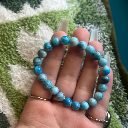 Blue apatite 8mm bracelet