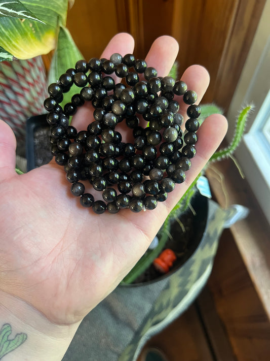 Golden sheen obsidian  bracelet 8mm