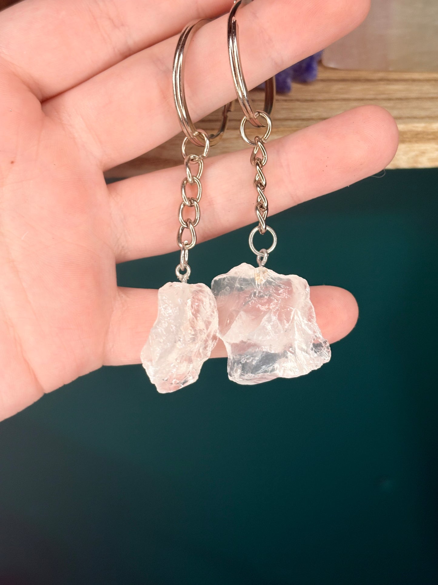 Raw crystal keychain🌕 (select your stone)