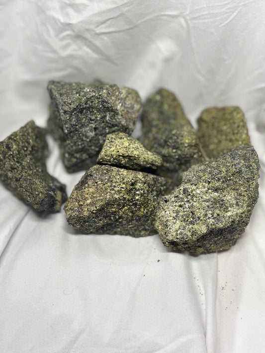 Epidote, peridot,and basalt raw chunk 🪐