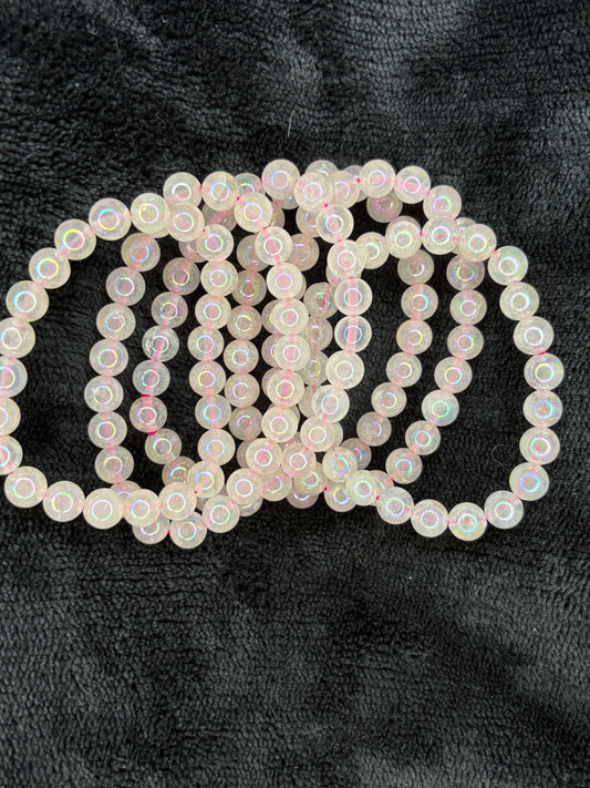 Aura rose quartz bracelet 8mm 1pc🦋