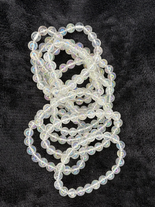 Aura clear quartz bracelet 8mm 1pc