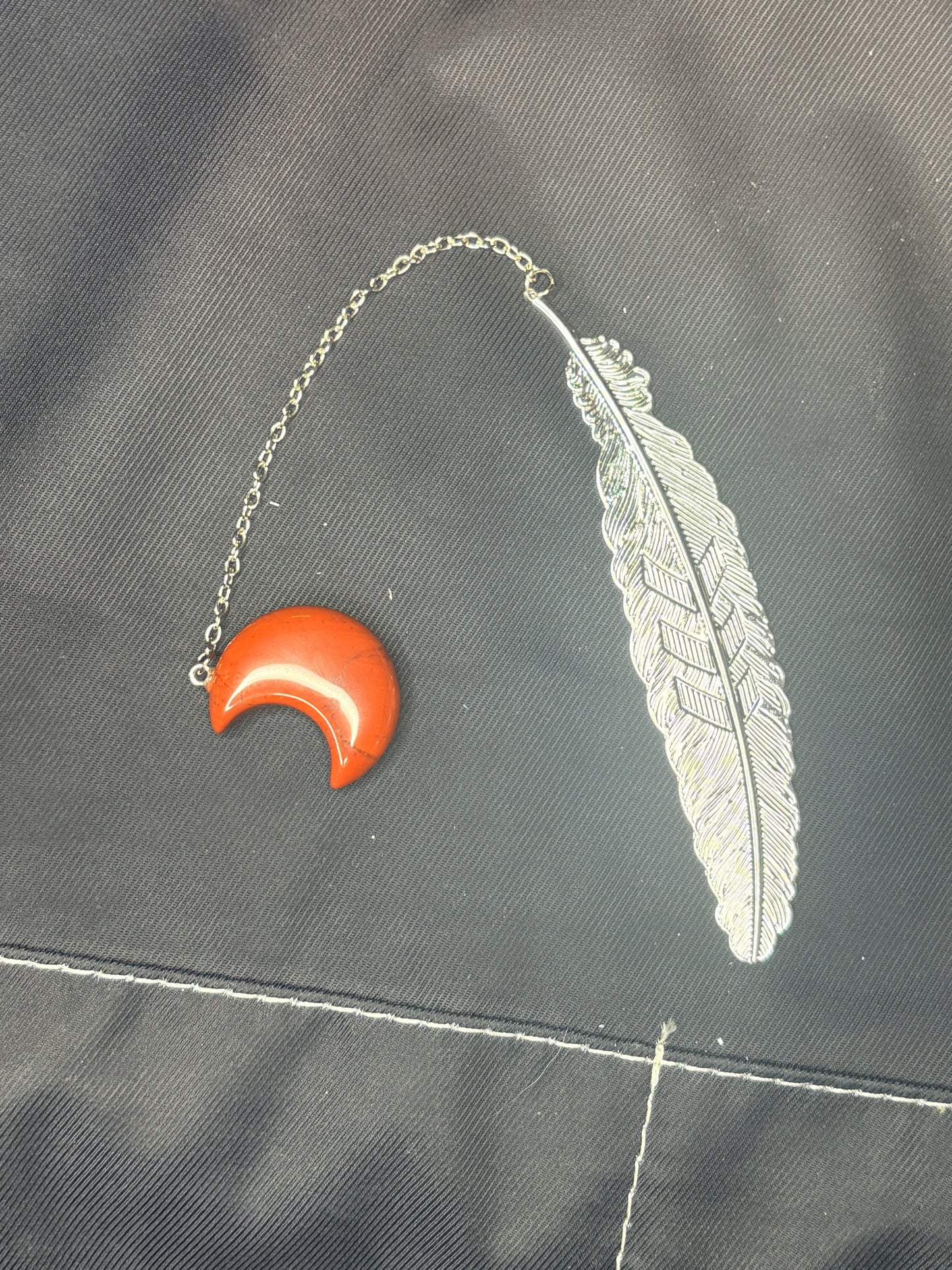 Feather moon crystal bookmarks (select your stone) 🥂