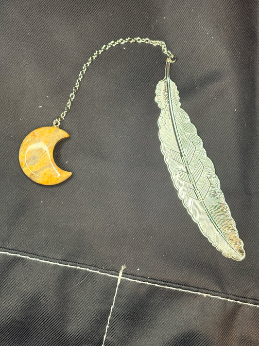 Feather moon crystal bookmarks (select your stone) 🥂