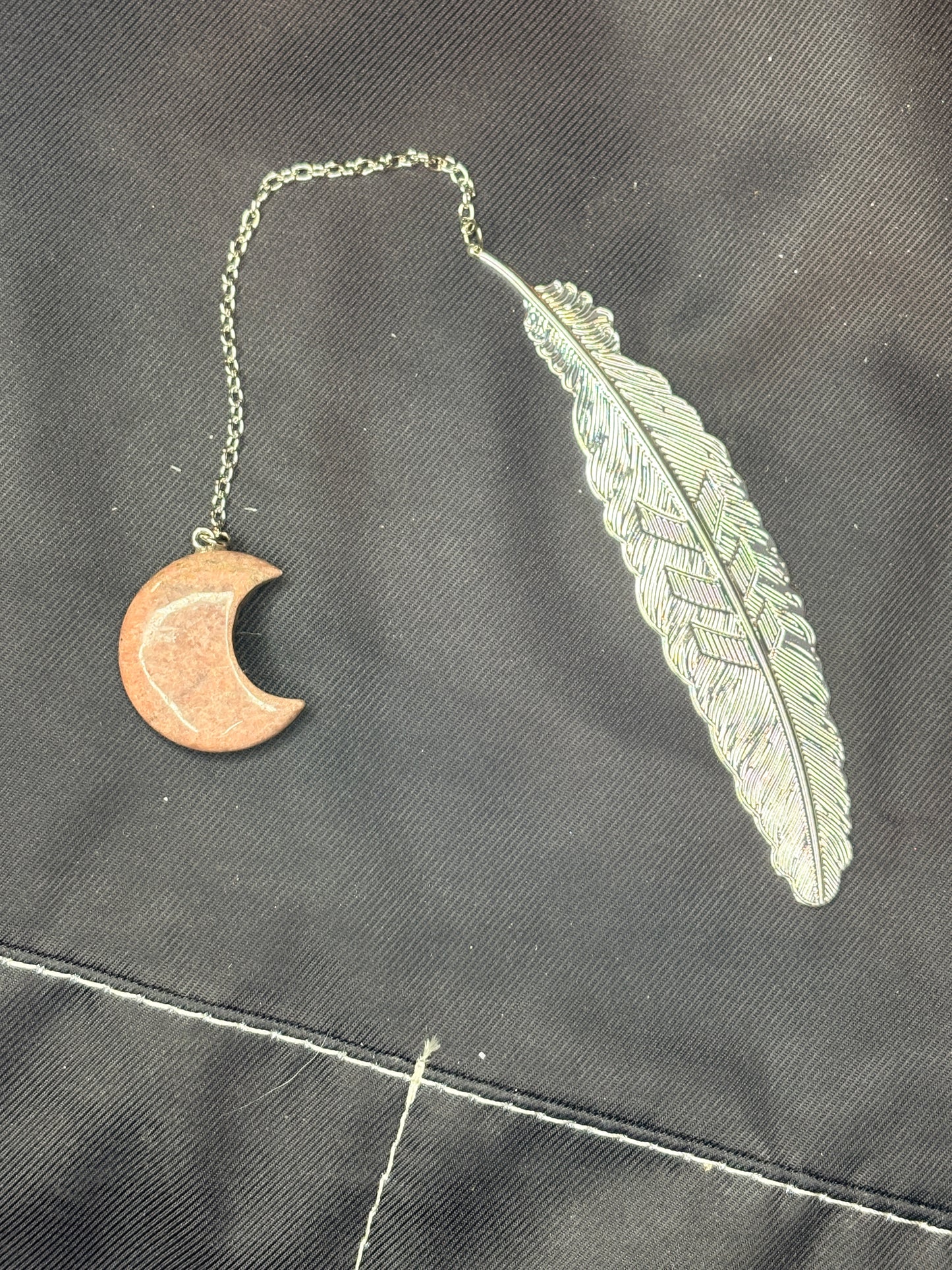 Feather moon crystal bookmarks (select your stone) 🥂