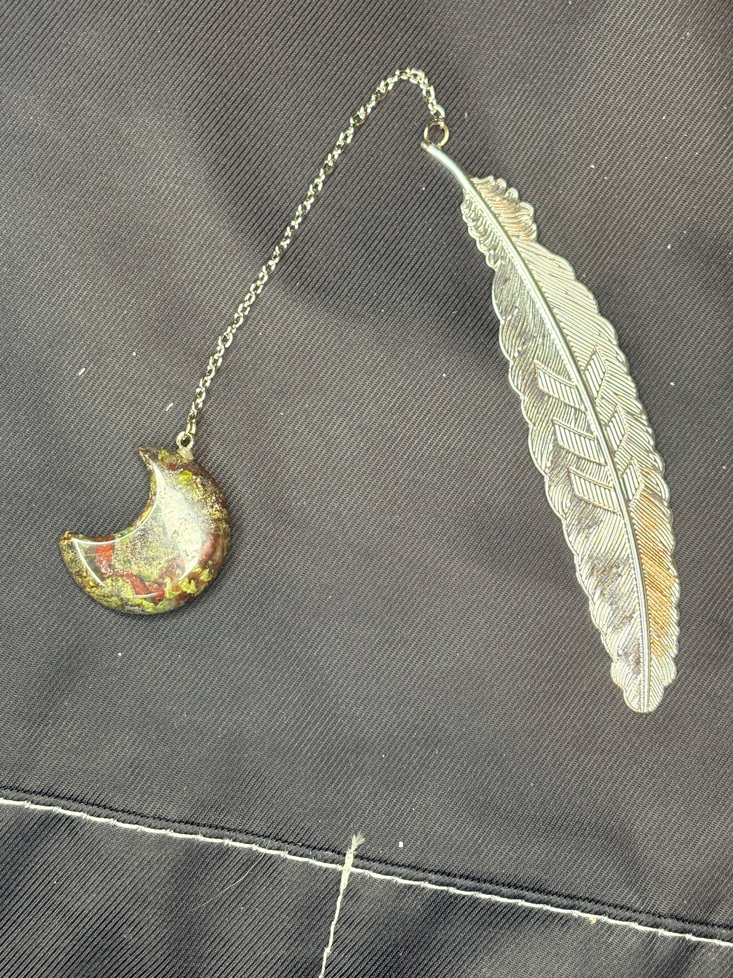Feather moon crystal bookmarks (select your stone) 🥂