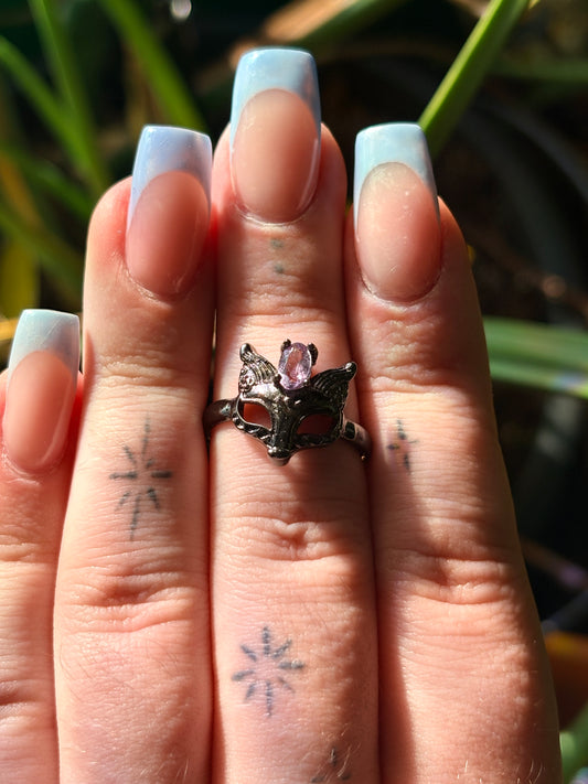 Adjustable Amythest fox ring 🐣