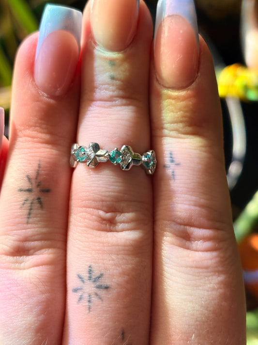 Adjustable hexagon blue tormaline ring 🐣